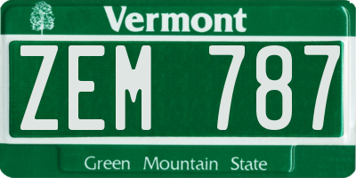 VT license plate ZEM787