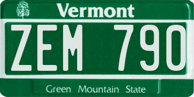 VT license plate ZEM790