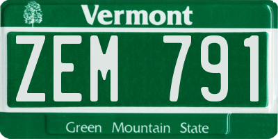 VT license plate ZEM791