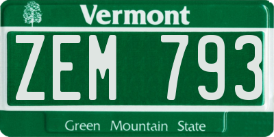 VT license plate ZEM793