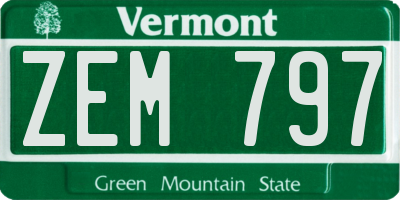 VT license plate ZEM797