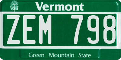VT license plate ZEM798