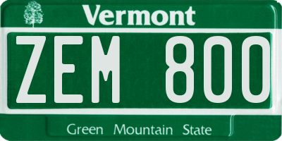 VT license plate ZEM800
