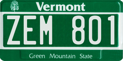 VT license plate ZEM801