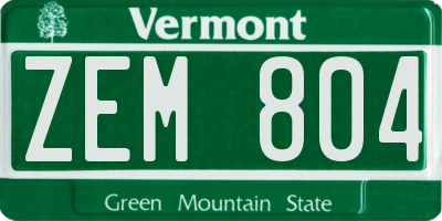 VT license plate ZEM804