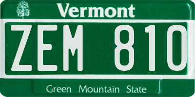 VT license plate ZEM810