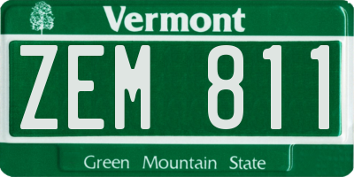 VT license plate ZEM811
