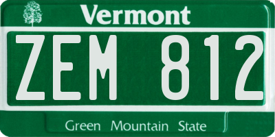 VT license plate ZEM812
