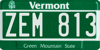 VT license plate ZEM813