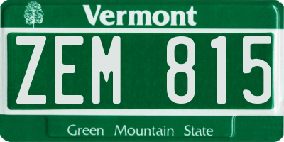 VT license plate ZEM815