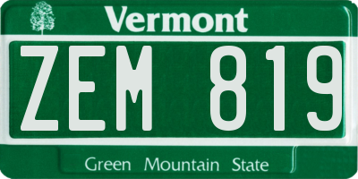 VT license plate ZEM819