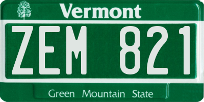 VT license plate ZEM821