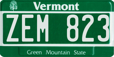 VT license plate ZEM823