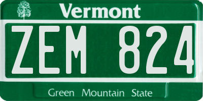 VT license plate ZEM824
