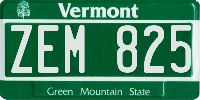 VT license plate ZEM825