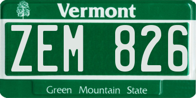VT license plate ZEM826