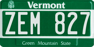 VT license plate ZEM827