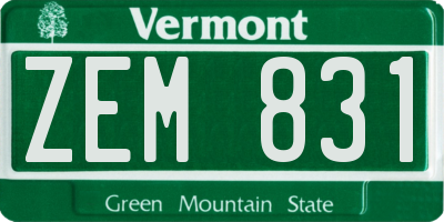 VT license plate ZEM831