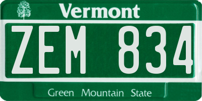 VT license plate ZEM834
