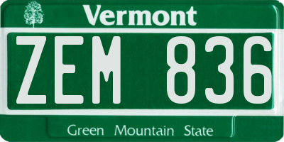 VT license plate ZEM836