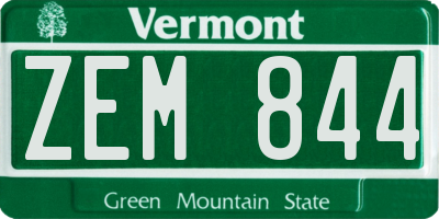 VT license plate ZEM844