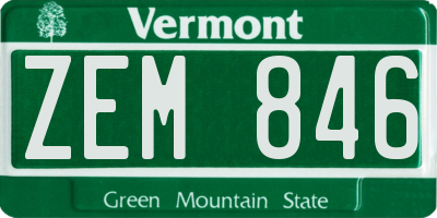 VT license plate ZEM846