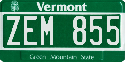 VT license plate ZEM855