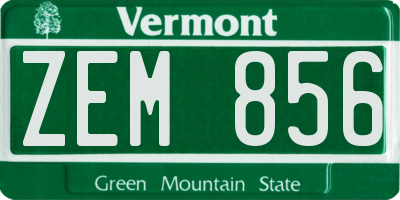 VT license plate ZEM856