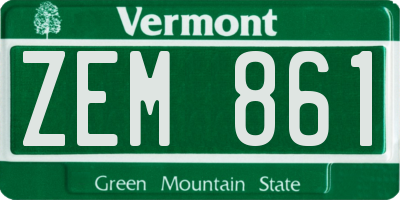 VT license plate ZEM861