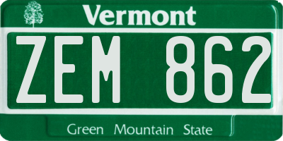 VT license plate ZEM862