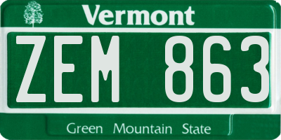 VT license plate ZEM863