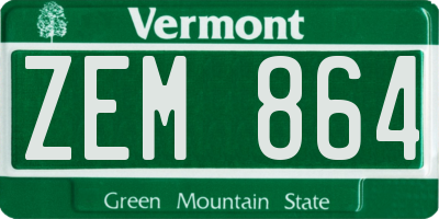 VT license plate ZEM864