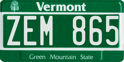 VT license plate ZEM865