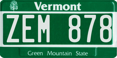 VT license plate ZEM878