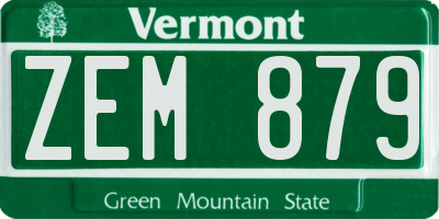 VT license plate ZEM879