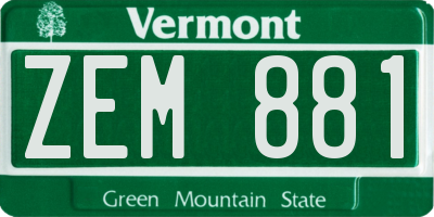 VT license plate ZEM881