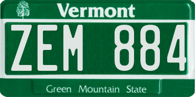 VT license plate ZEM884