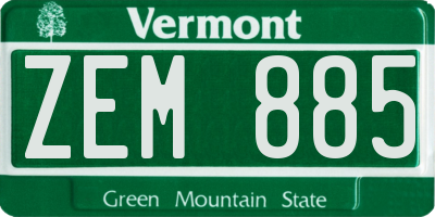 VT license plate ZEM885