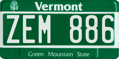 VT license plate ZEM886