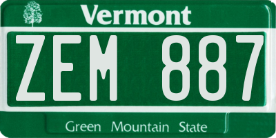 VT license plate ZEM887