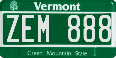 VT license plate ZEM888