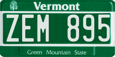 VT license plate ZEM895