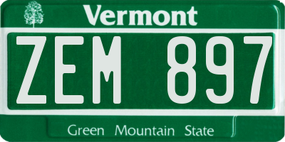 VT license plate ZEM897