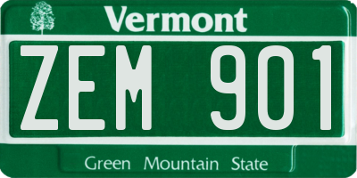 VT license plate ZEM901