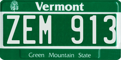 VT license plate ZEM913