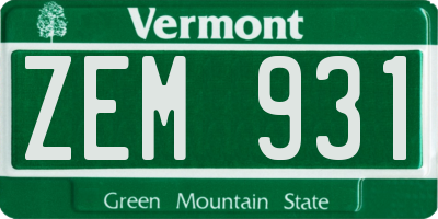 VT license plate ZEM931