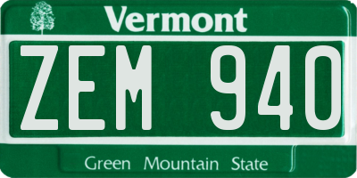 VT license plate ZEM940