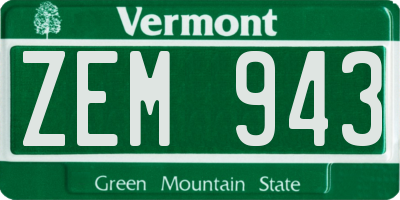 VT license plate ZEM943