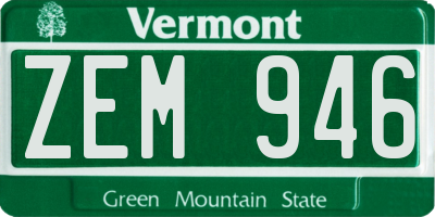 VT license plate ZEM946