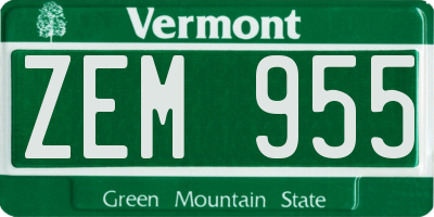 VT license plate ZEM955